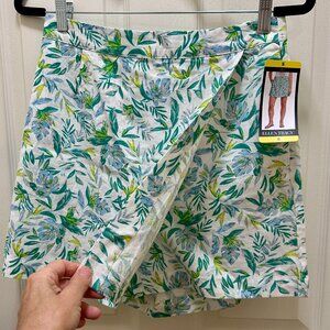 New Ellen Tracy Linen Blend Skort Women's Size S Green Tropical Boho Feminine